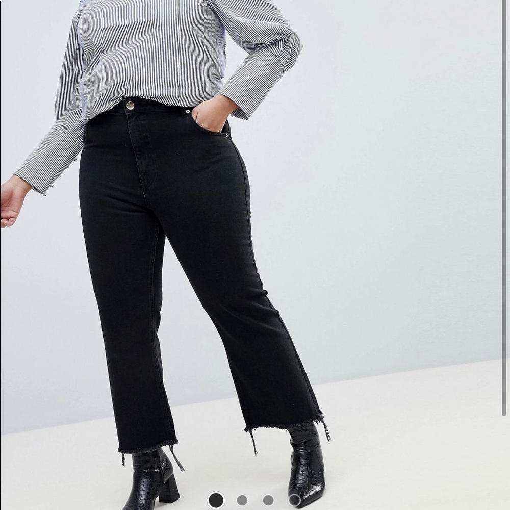 ASOS curve cropped flare jeans with raw hem